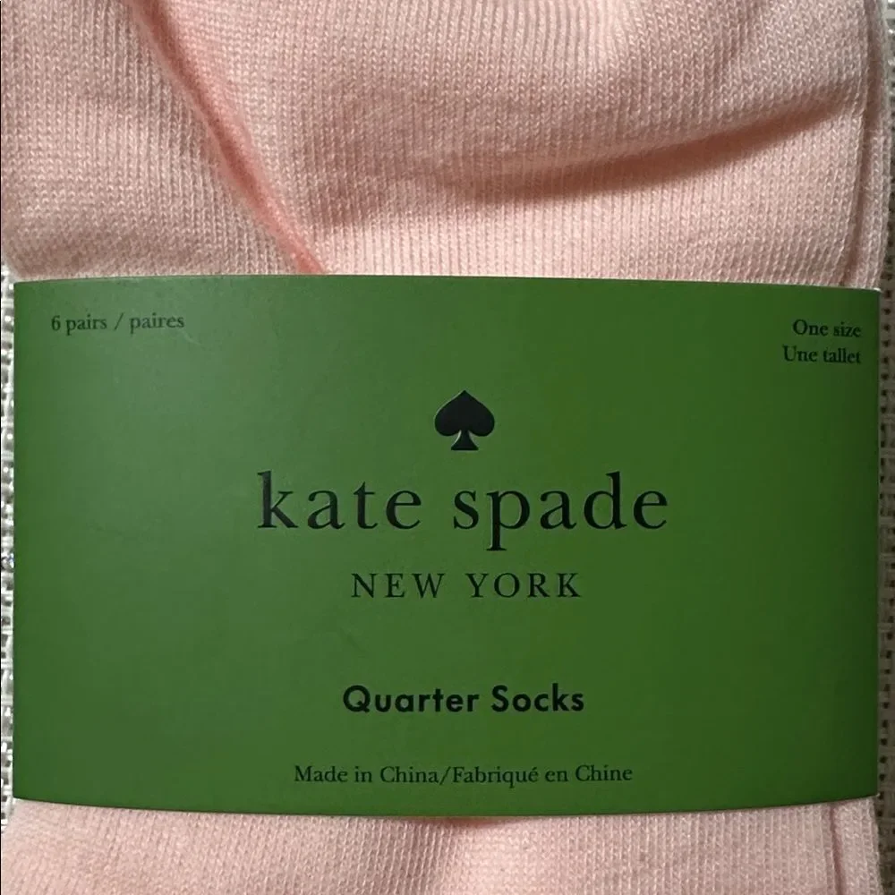 kate spade 6 pairs White Pink Mauve Quarter Cotton Blend Socks